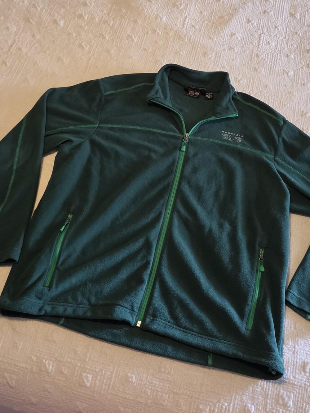 Mountain Hardwear Forest Green Full-Zip Fleece Jacket, Size XL